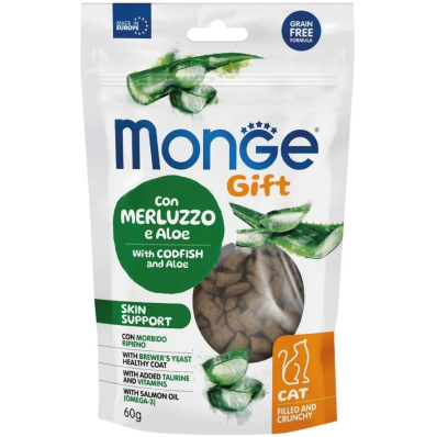 Monge Gift Cat Skin support - ласощі для котів, з тріскою та алоє