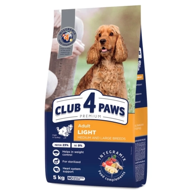 Club 4 Paws Adult Medium & Large Breeds Light - сухий корм з високим вмістом індички для дорослих собак середніх і великих порід схильних до ожиріння
