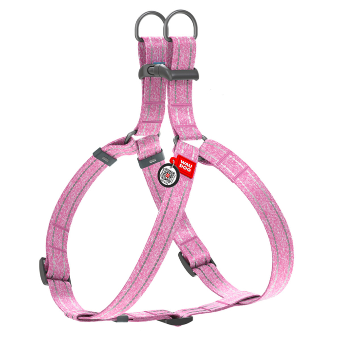 Collar WAUDOG Re-cotton Шлея для собак з відновленої бавовни з QR паспортом, рожева