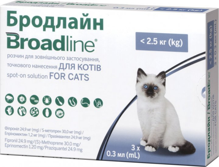 Broadline - Противапаразитные капли для кошек весом до 2,5 кг (S)