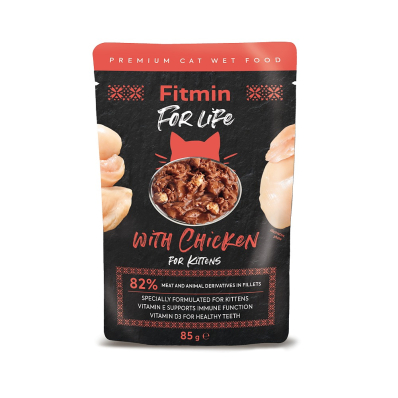 Fitmin For Life cat pouch kitten chicken Комплексний корм для кошенят, філе курки в соусі