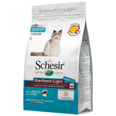 Schesir Cat Sterilized & Light Fish Сухой корм для стерилизованных кошек и кастрированных кошек склонных к полноте