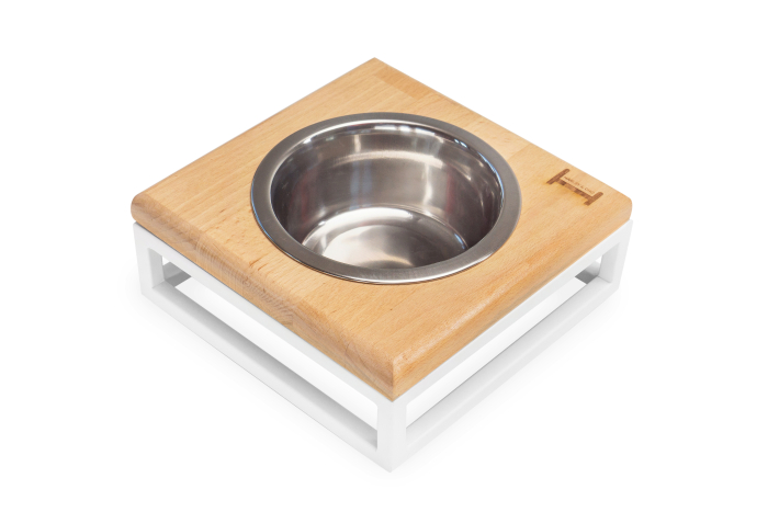 Harley and Cho Lunch Bar Natural wood + White Одна миска на підставці