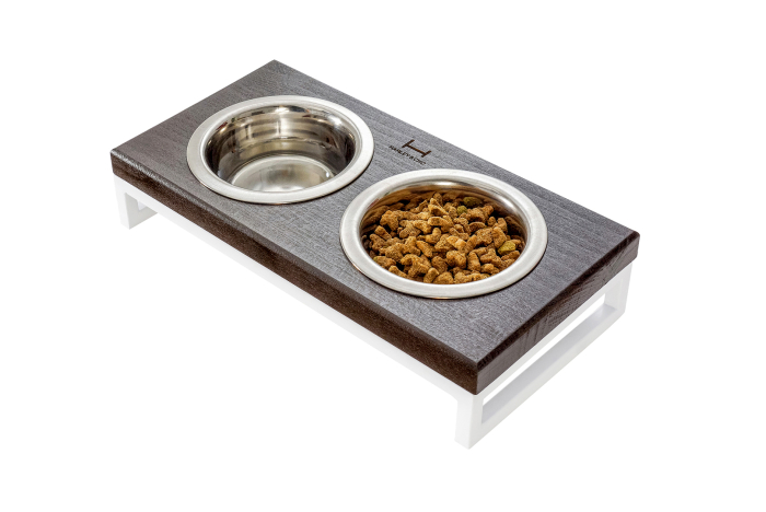 Harley and Cho Lunch Bar Brown Wood + White Миски на підставці