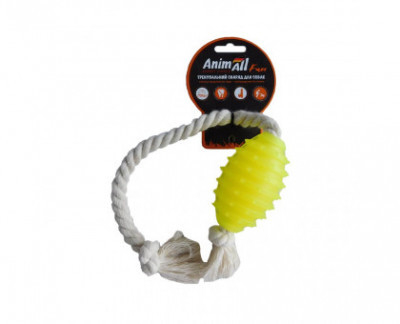 AnimAll Fun Іграшка граната з канатом, жовта