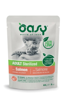 OASY CAT Adult Sterilized М'які шматочки з лосося в соусі для кастрованих котів або стерилізованих дорослих кішок