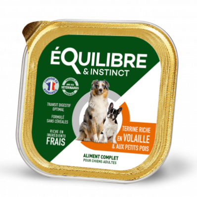 Equilibre & Instinct Паштет для дорослих собак із м'ясом птиці та зеленим горошком