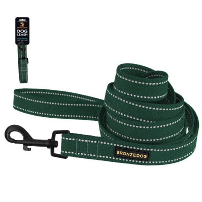 Bronzedog Cotton Світловідбивний брезентовий повідець для собак, зелений