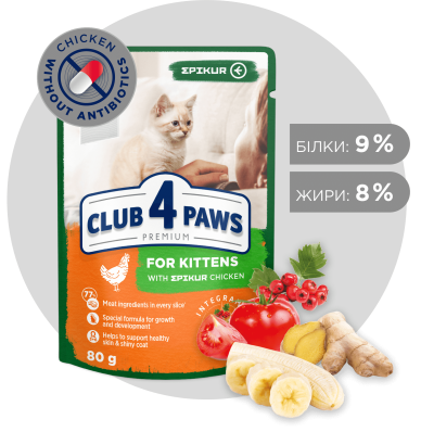 Club 4 Paws Premium Epikur Kitten Chicken - влажный корм для котят с кусочками курки в ​​соусе (до 12 месяцев)