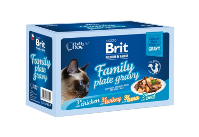 Brit Premium Cat Pouch Family Plate Gravy Вологий корм асорті в соусі для котів (від 12 місяців)