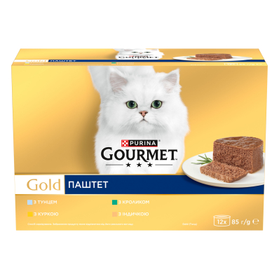 Gourmet Gold Мультипак для дорослих котів з тунцем, з куркою, з кроликом та з індичкою