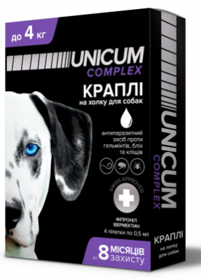 Unicum COMPLEX - Краплі від бліх, кліщів та гельмінтів на холку для собак