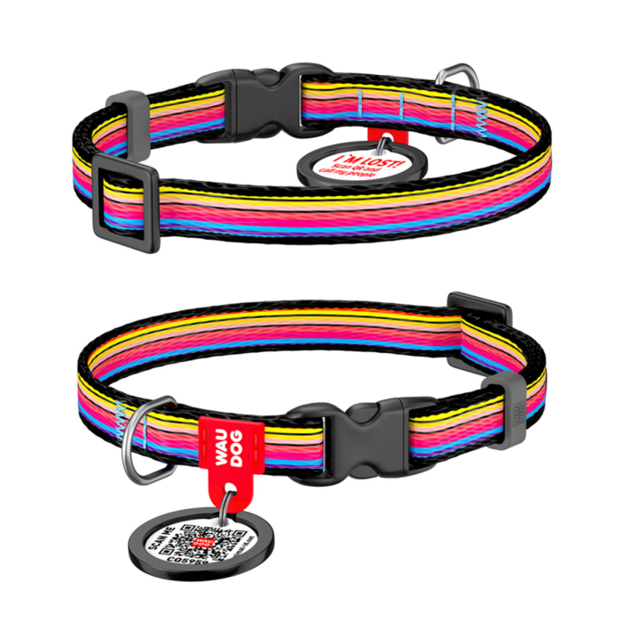Collar WAUDOG Nylon «Лінія 1» Нашийник для собак нейлоновий з QR паспортом, пластиковий фастекс