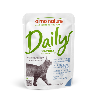 Almo Nature Daily Cat with Cod and Shrimp Вологий корм для котів з тріскою та креветками, пауч