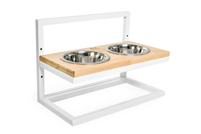 Harley and Cho Lift Natural Wood + White Миски на підставці з регульованою висотою