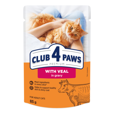 Club 4 Paws Premium Adult Veal - влажный корм для взрослых кошек с телятиной в соусе (от 12 месяцев)