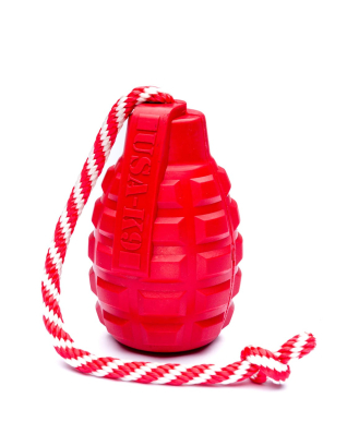 SodaPup Grenade Reward Toy – Іграшка «Граната на мотузці» для собак, червона