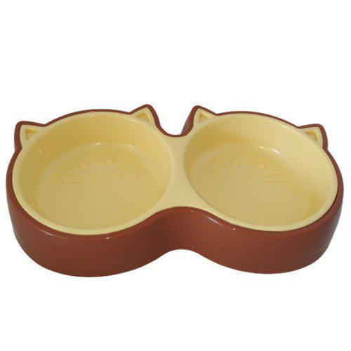 AnimAll Пластикова подвійна миска для кішок, коричнева