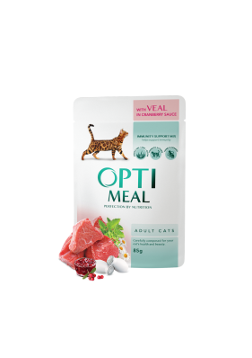 Optimeal Adult Cats Veal in Cranberry sauce Влажный корм для взрослых кошек с телятиной в клюквенный соусе