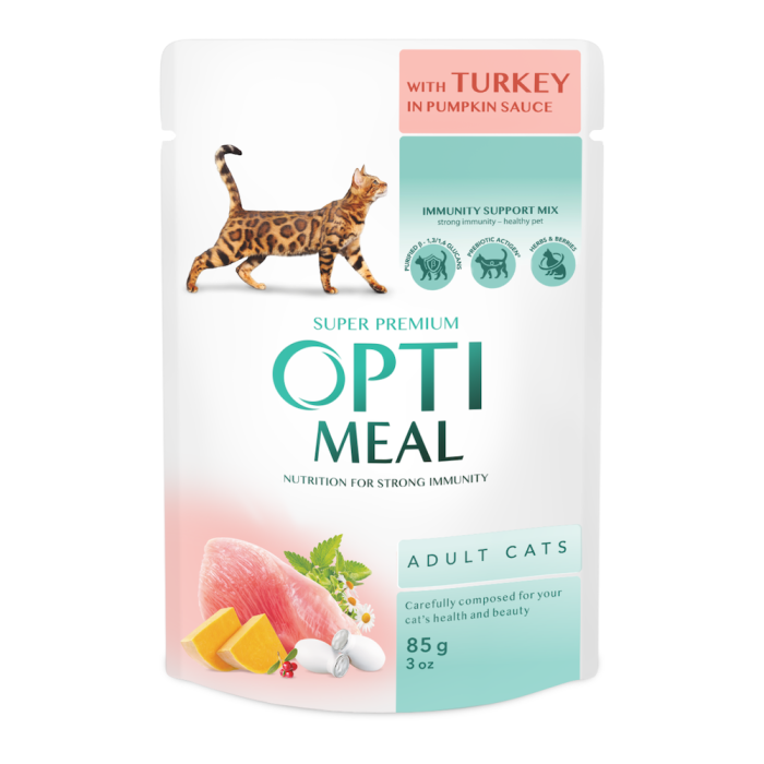 Optimeal Adult Cats Turkey in Pumpkin sause Влажный корм для взрослых кошек с индейкой в ​​тыквенном соусе
