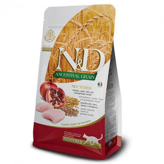 Farmina N&D Low Grain Cat Neutered Chicken Adult Низкозерновой сухой корм с курицей и гранатом для стерилизованных кошек