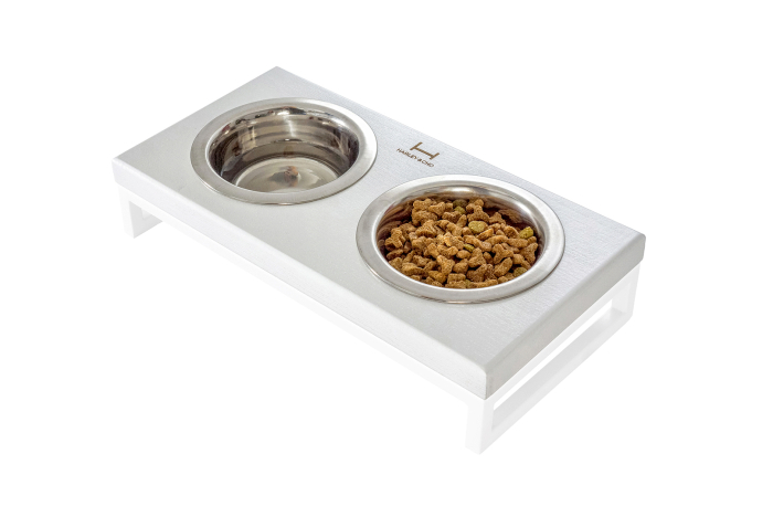 Harley and Cho Lunch Bar White Wood + White Миски на підставці