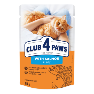 Club 4 Paws Premium Adult Salmon - влажный корм для взрослых кошек с лососем в желе (от 12 месяцев)