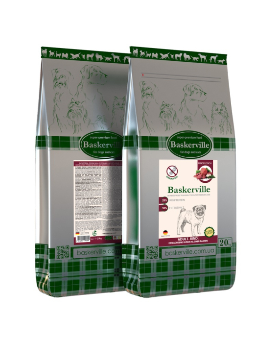 Baskerville Grain Free Adult Dog Small Breed Беззерновий сухий корм з яловичиною для собак