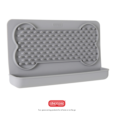 Dexas Snack & Distract - Horisontal Горизонтальний силіконовий килимок для злизування ласощів та відволікання під час стресу  для собак та котів, світло-сірий