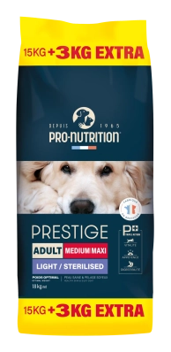 Pro-Nutrition PRESTIGE LIGHT MEDIUM Повнораціонний сухий корм для собак усіх порід зі схильністю до надмірної ваги та/або стерилізованих