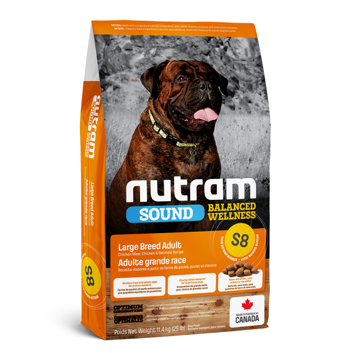 Nutram S8 Sound Balanced Wellness Large Breed Adult Dog - сухий корм з куркою і вівсянкою для дорослих собак великих порід