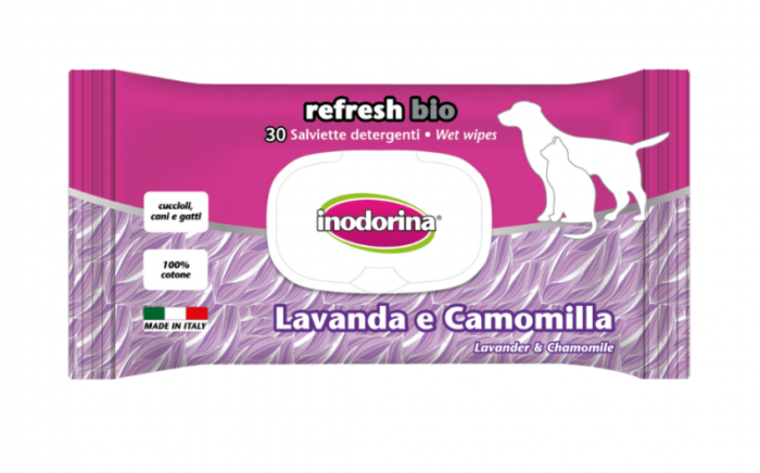 Inodorina Bio Lavanda e Camomilla Вологі біорозкладні котонові серветки