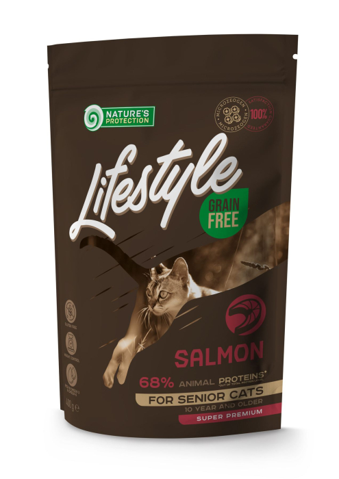 Nature's Protection Lifestyle Grain Free Cat Senior Salmon Сухой корм для зрелых кошек