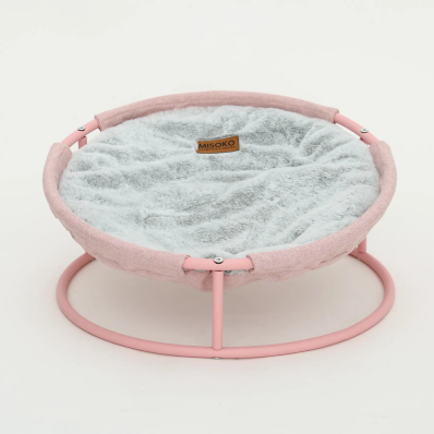 MISOKO&CO Pet bed round plush pink Складаний лежак для домашніх тварин