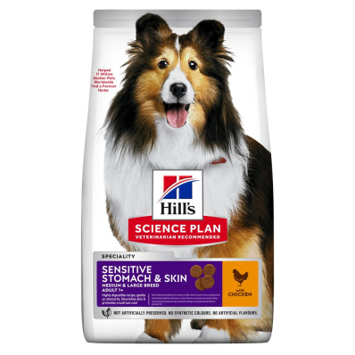 Hill's SP Canine Adult Sensitive Stomach & Skin Medium Сухий корм із куркою для дорослих собак середніх порід із чутливим травленням