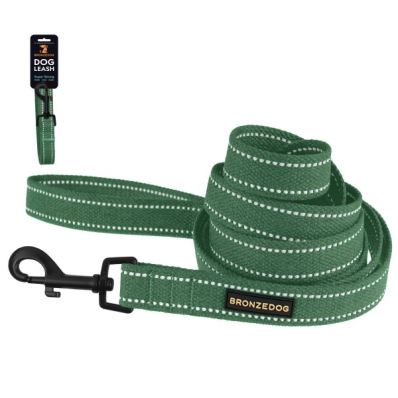 Bronzedog Cotton Світловідбивний брезентовий повідець для собак, армійський