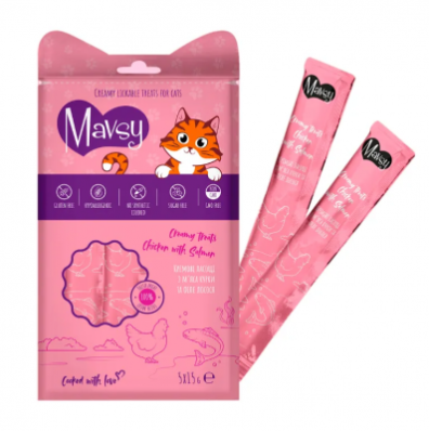 Mavsy Creamy Treats Chicken with Salmon - кремові ласощі для котів з м'яса курки та філе лосося