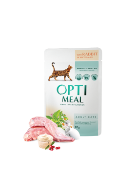 Optimeal Adult Cats Rabbit in White sauce Влажный корм для взрослых кошек с кроликом в белом соусе