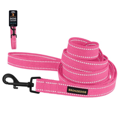 Bronzedog Cotton Світловідбивний брезентовий повідець для собак, рожевий