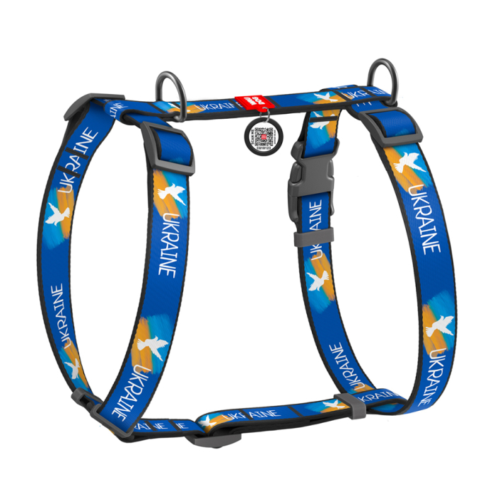 Collar WAUDOG Nylon Шлея для собак "Прапор", пластиковий фастекc