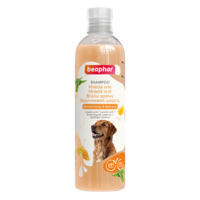 Beaphar Shampoo Manuka honey & Aloe vera for Dogs Шампунь с медом манука и Алоэ Вера для собак с коричневой и рыжей шерстью