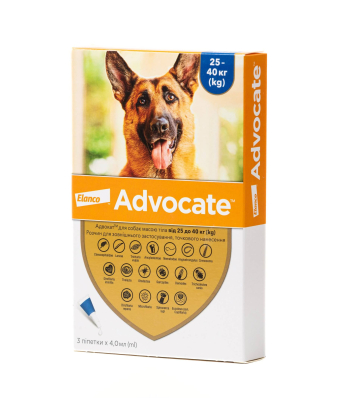 Elanco Адвокат - краплі від зовнішніх і внутрішніх паразитів для собак (від 25 кг)