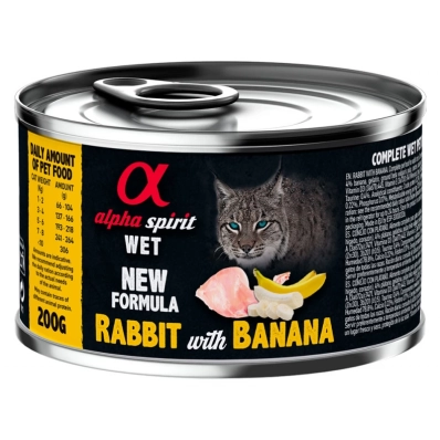 Alpha Spirit Cat Rabbit with Banana Полнорационный влажный корм с кроликом и бананами для взрослых кошек