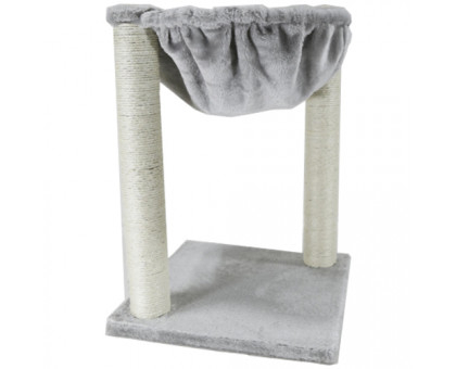 AnimAll Кігтеточка-лежанка з бубоном для кішок, сизаль, сіра