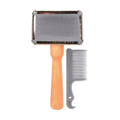 TRIXIE - набір щітка-пуходерка з дерев'яною ручкою і пластиковий гребінець для собак і котів