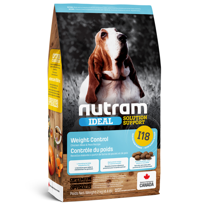 Nutram I18 Ideal Solution Support Weight Control Dog - сухий корм на основі м'яса курки для собак, які страждають від зайвої ваги або схильні до набору ваги