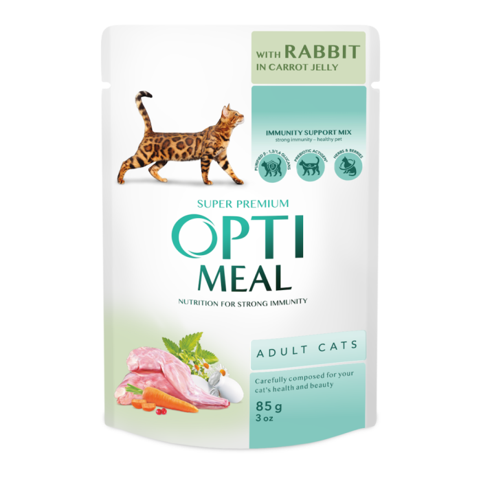 Optimeal Adult Cats Rabbit in Carrot jelly Влажный корм для взрослых кошек с кроликом в морковном желе