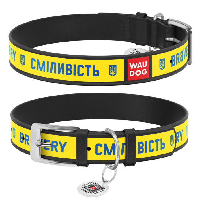 Collar WAUDOG Design Нашийник  "Сміливість" для собак, шкіряний