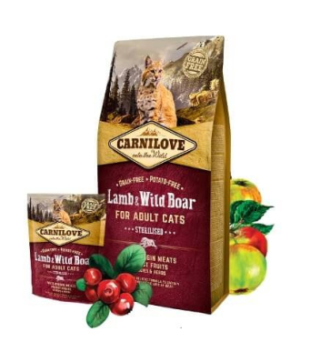 Carnilove Cat Lamb & Wild Boar Sterilised - беззерновой сухой корм для стерилизованных/кастрированных кошек