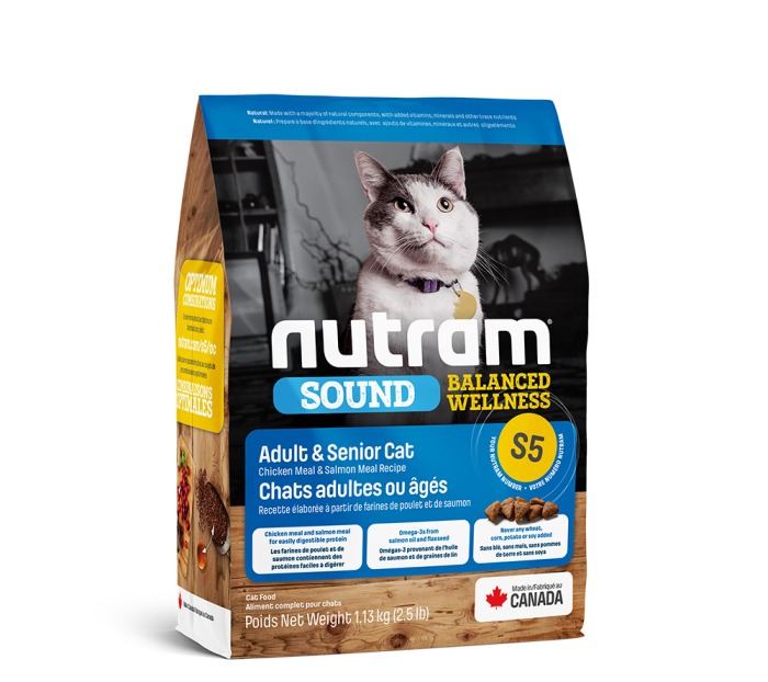 Nutram S5 Sound Balanced Wellness Natural Adult & Senior Cat - сухой корм с повышенным содержанием белка для взрослых и пожилых кошек